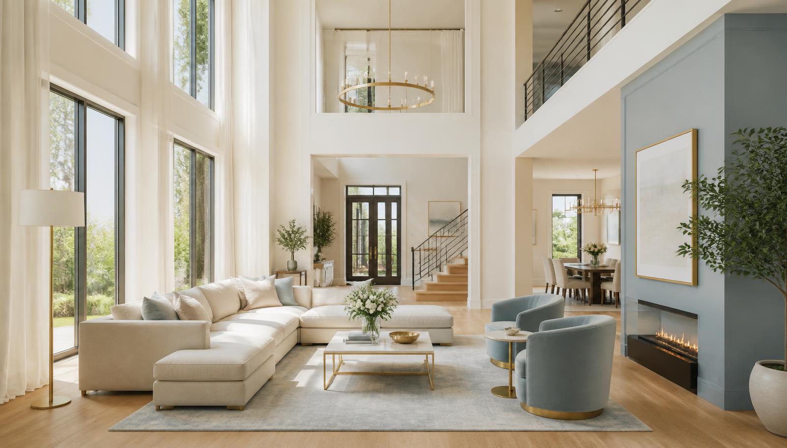 The Best Paint Colors for Living Rooms with High Ceilings & Abundant Natural Light