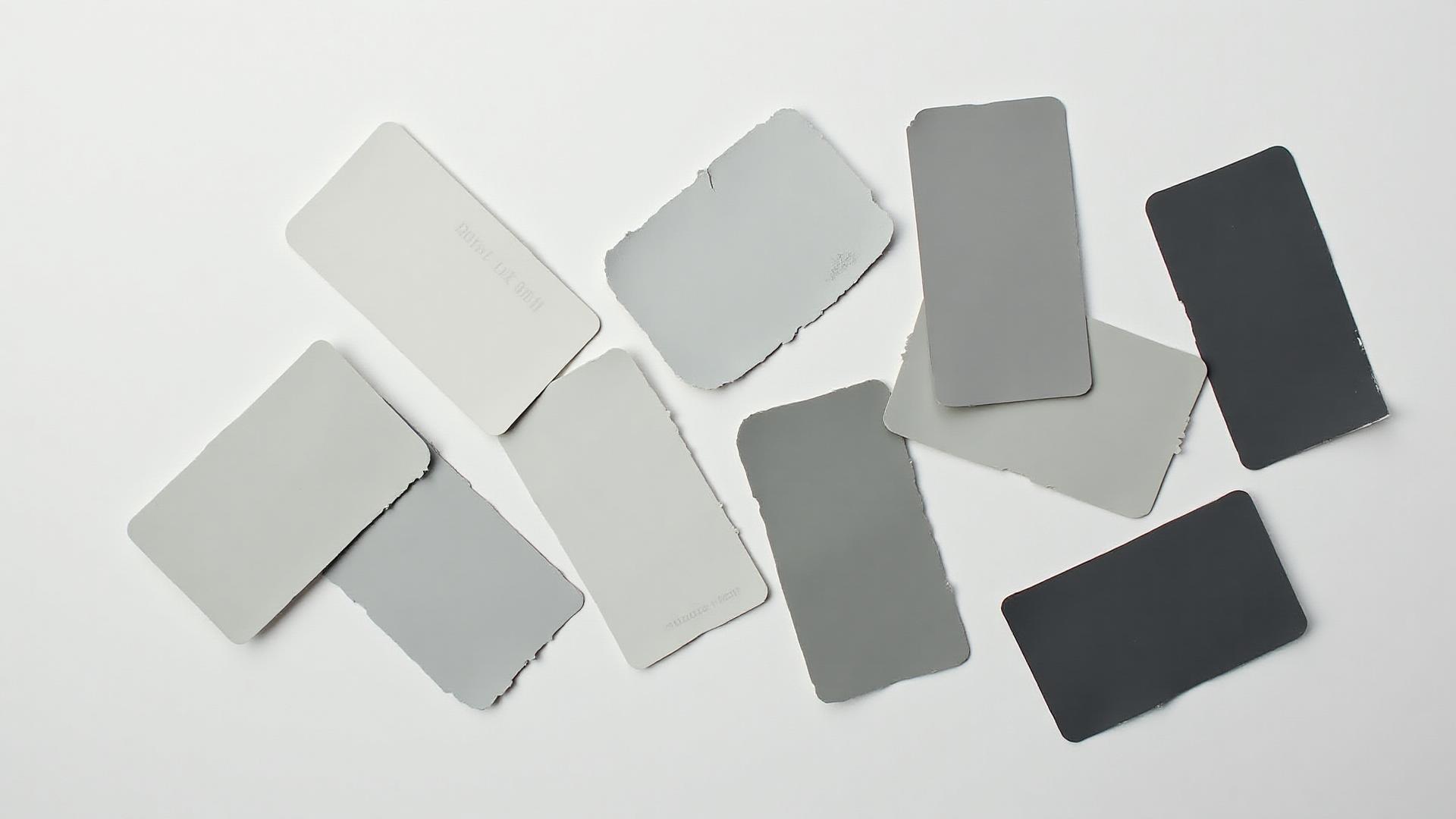 Gray paint swatches arranged on white background