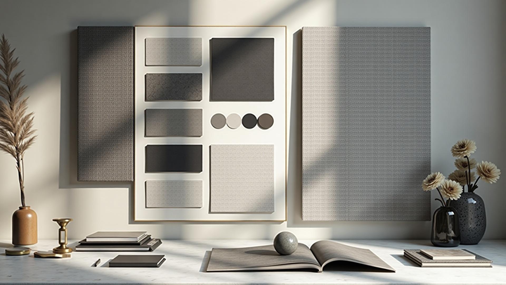 Multiple gray color palette examples displayed on cards