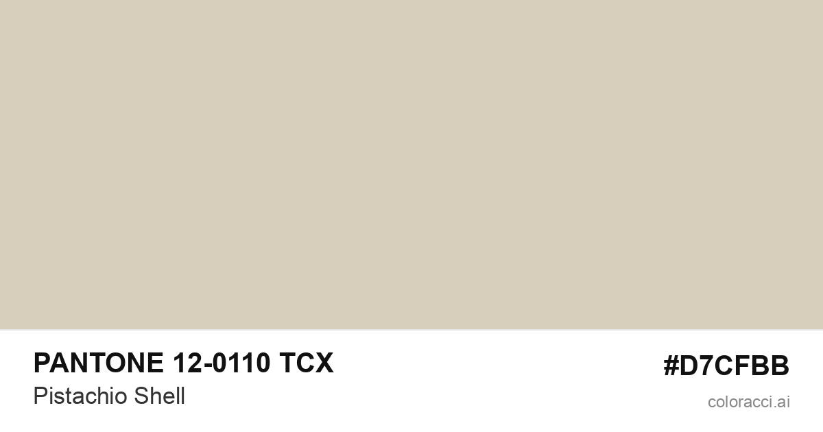 PANTONE 12-0110 TCX Pistachio Shell color swatch #D7CFBB
