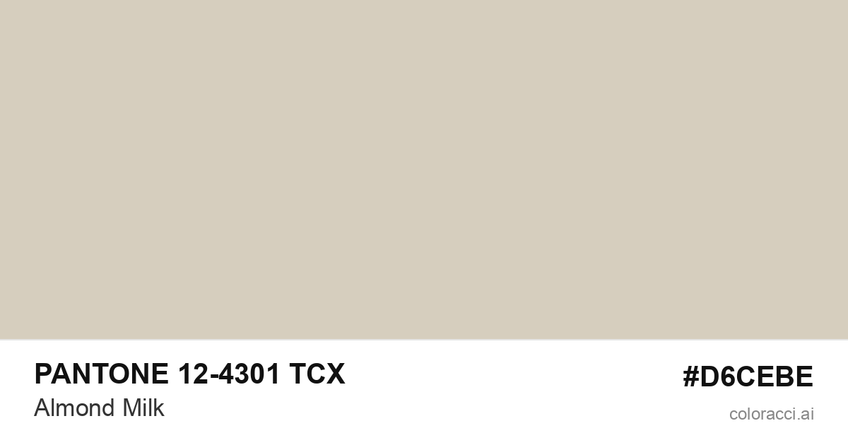 PANTONE 12-4301 TCX Almond Milk color swatch #D6CEBE