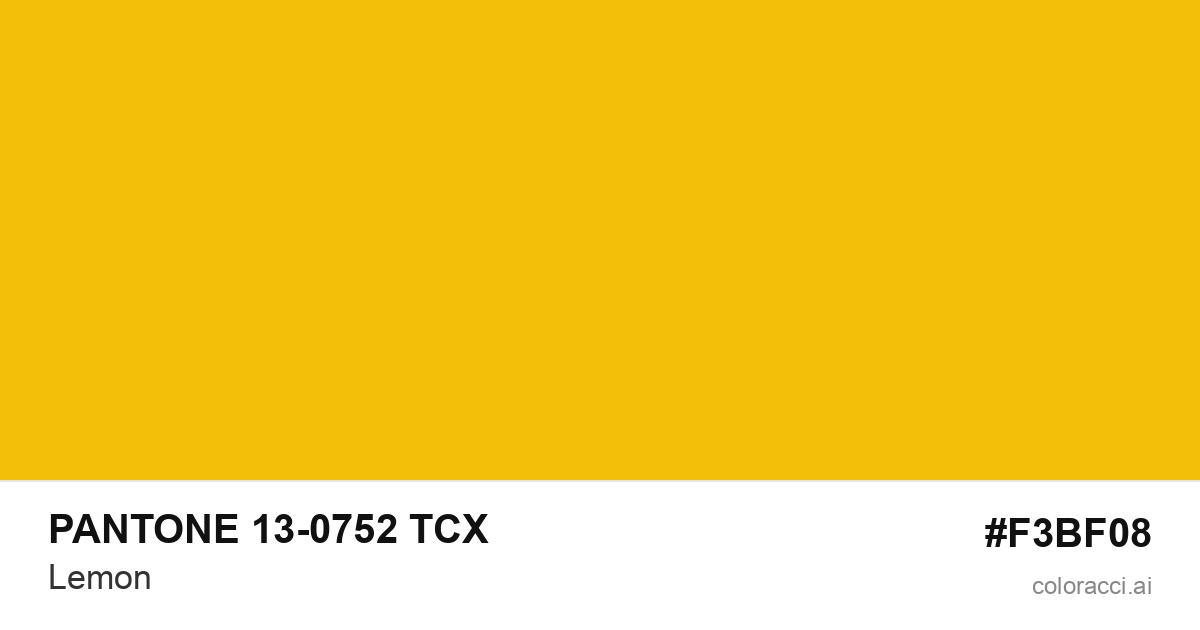 PANTONE 13-0752 TCX Lemon color swatch #F3BF08