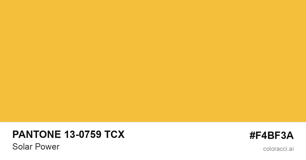 PANTONE 13-0759 TCX Solar Power color swatch #F4BF3A