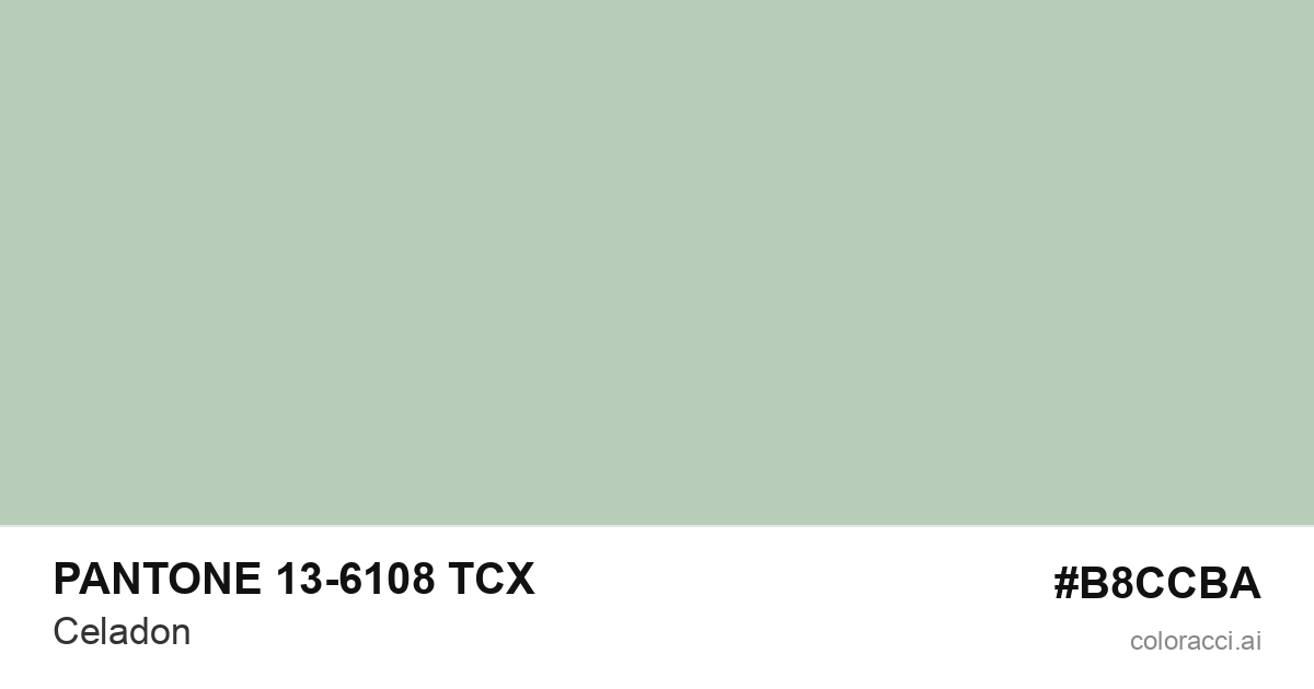 PANTONE 13-6108 TCX Celadon color swatch #B8CCBA