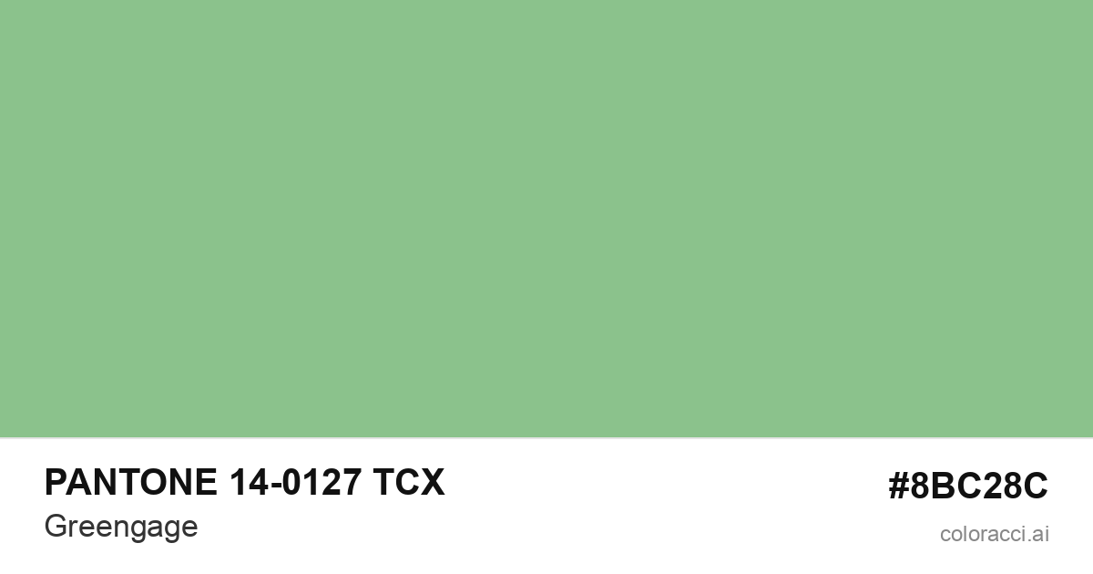 PANTONE 14-0127 TCX Greengage color swatch #8BC28C