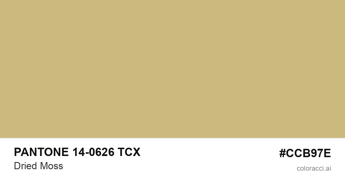 PANTONE 14-0626 TCX Dried Moss color swatch #CCB97E