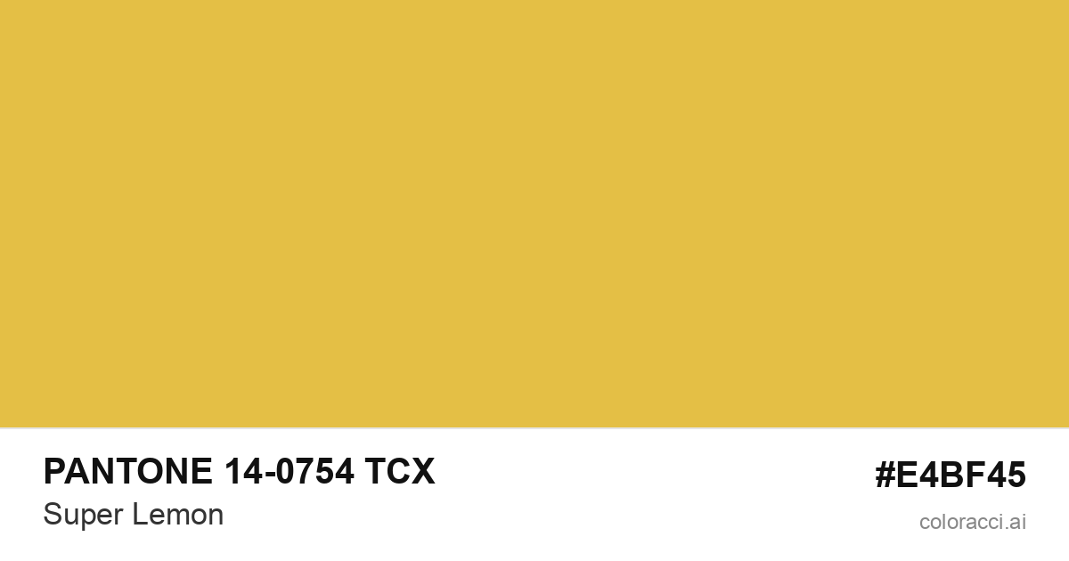 PANTONE 14-0754 TCX Super Lemon color swatch #E4BF45