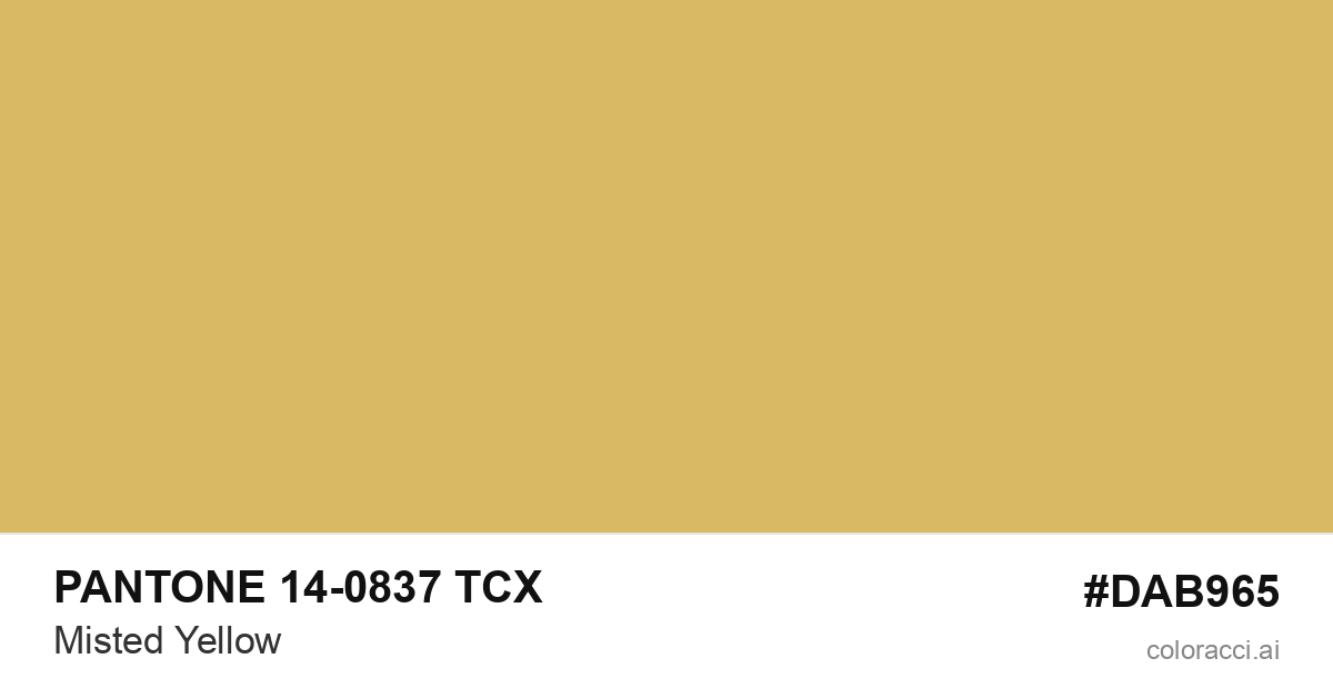PANTONE 14-0837 TCX Misted Yellow color swatch #DAB965