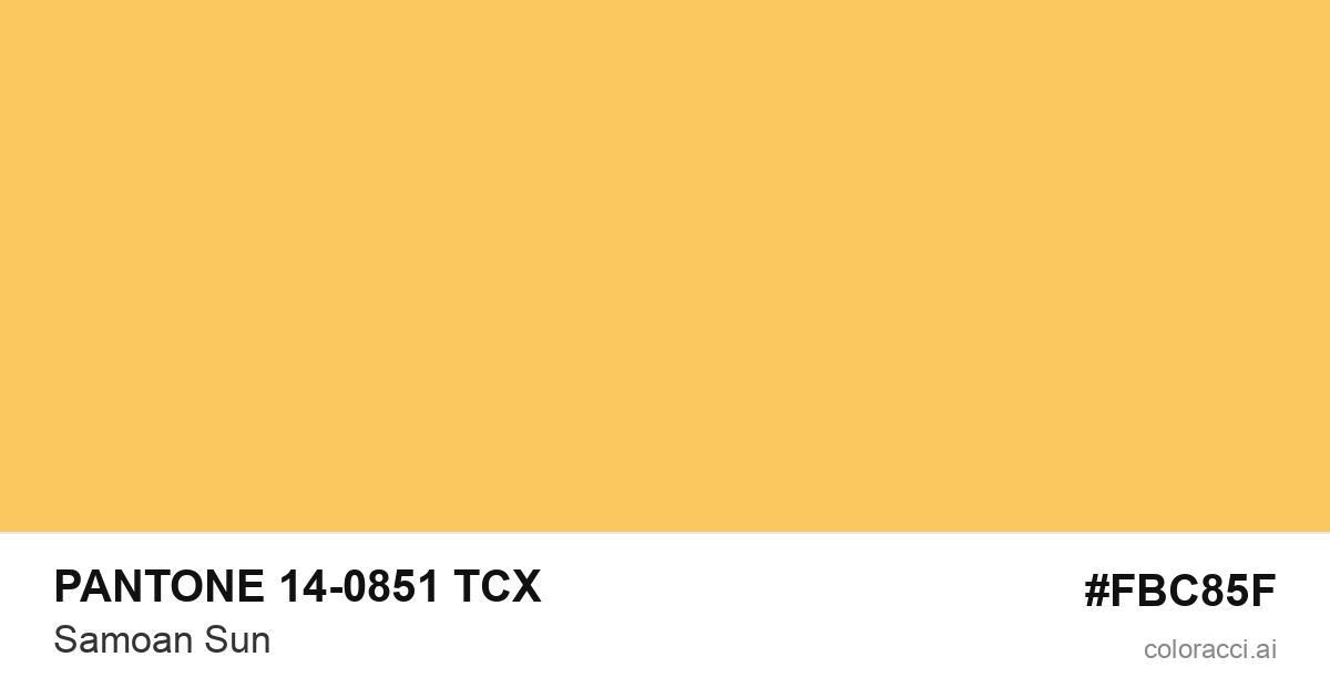 PANTONE 14-0851 TCX Samoan Sun color swatch #FBC85F