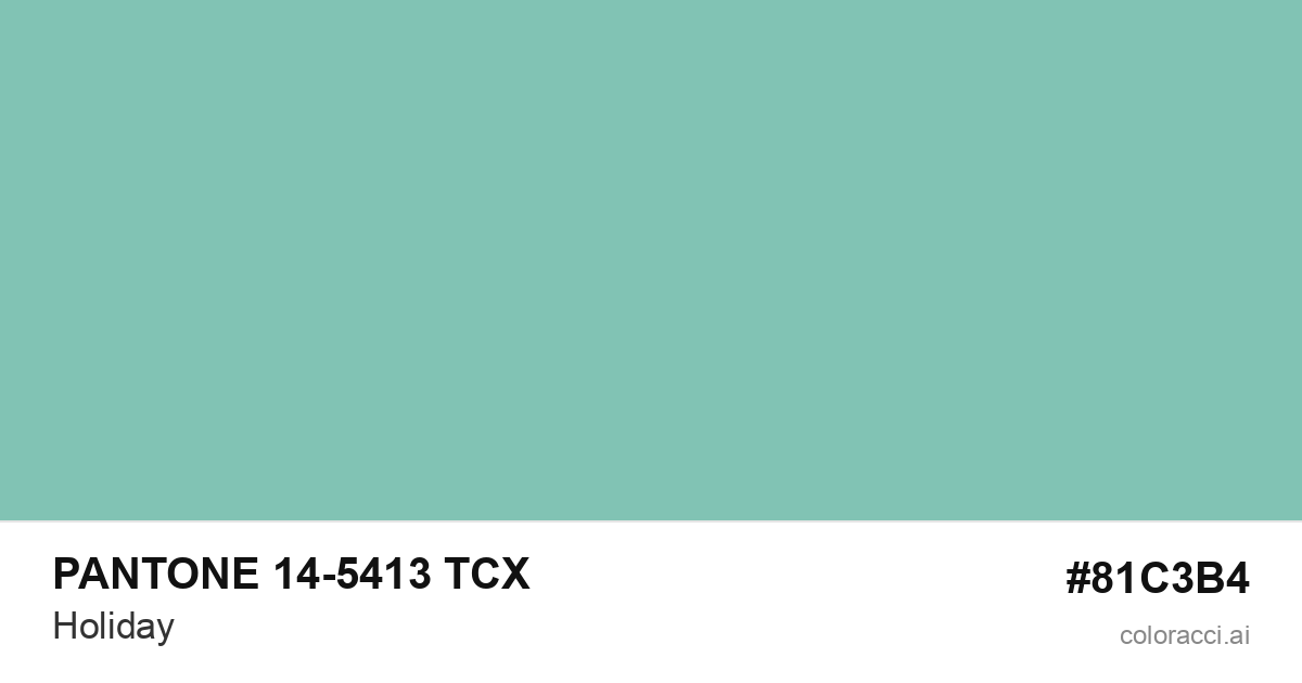 PANTONE 14-5413 TCX Holiday color swatch #81C3B4