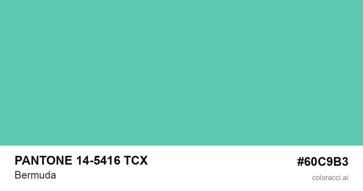 PANTONE 14-5416 TCX Bermuda color swatch #60C9B3