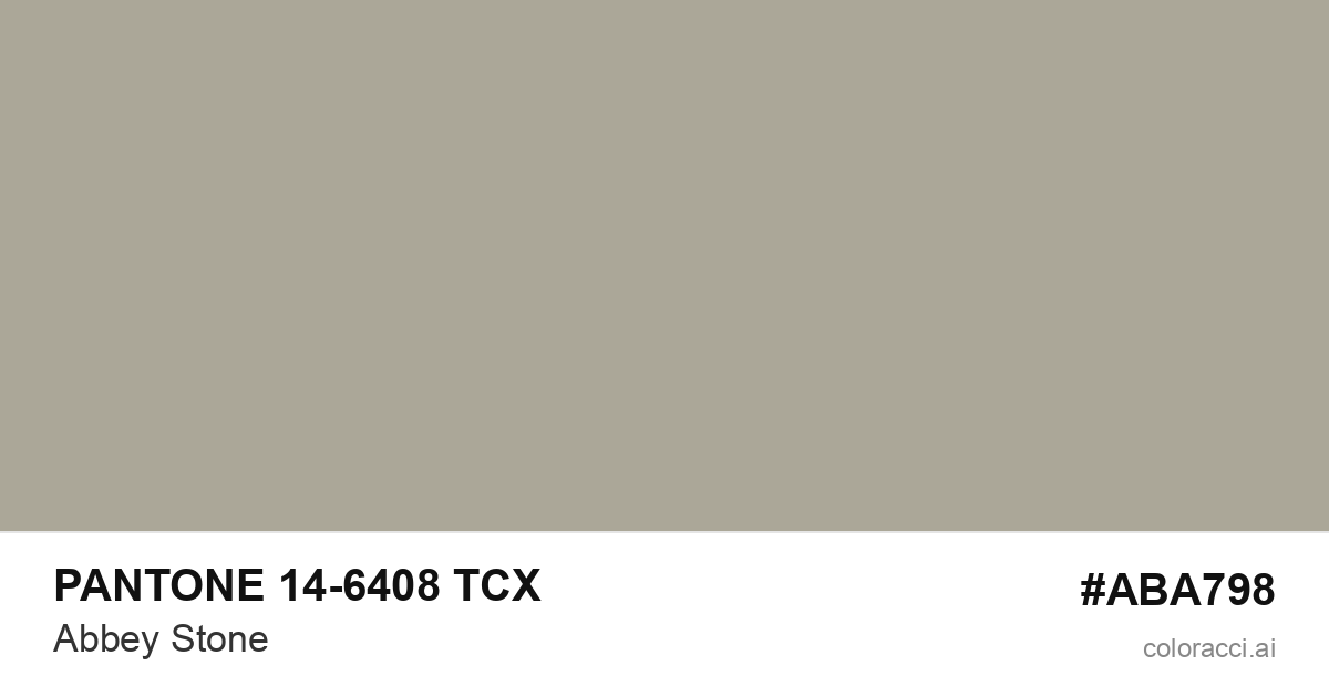 PANTONE 14-6408 TCX Abbey Stone color swatch #ABA798