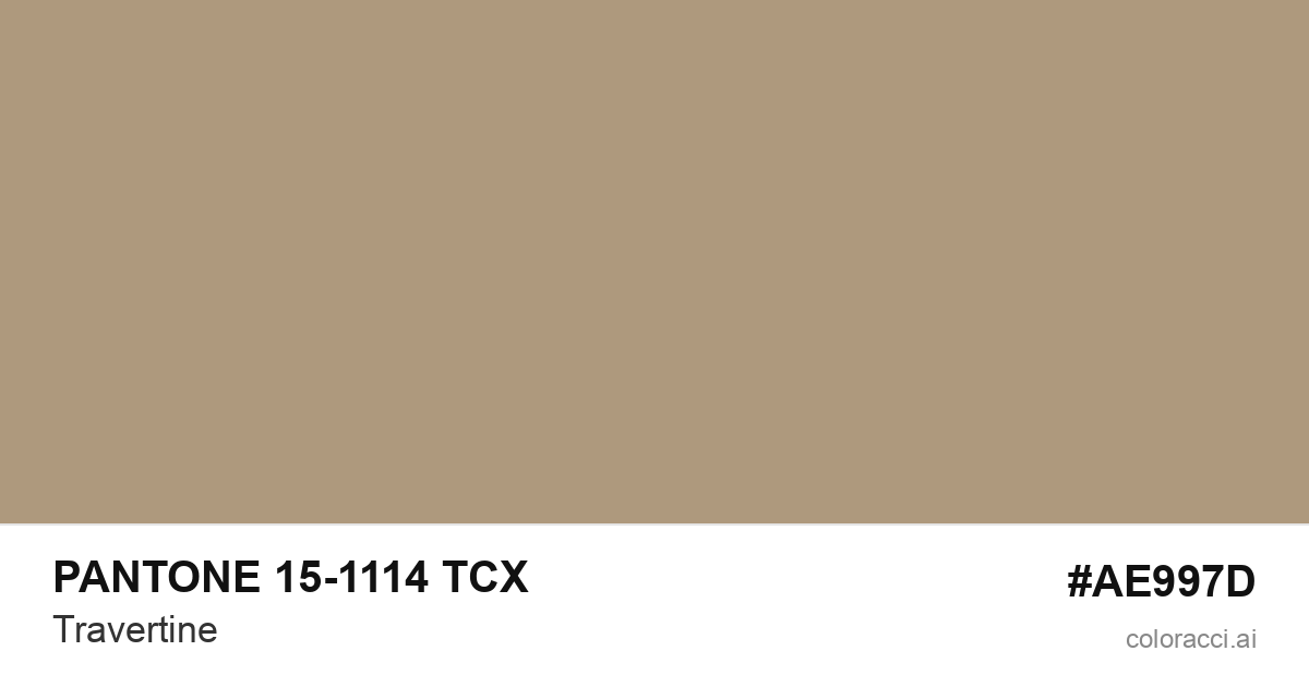 PANTONE 15-1114 TCX Travertine color swatch #AE997D