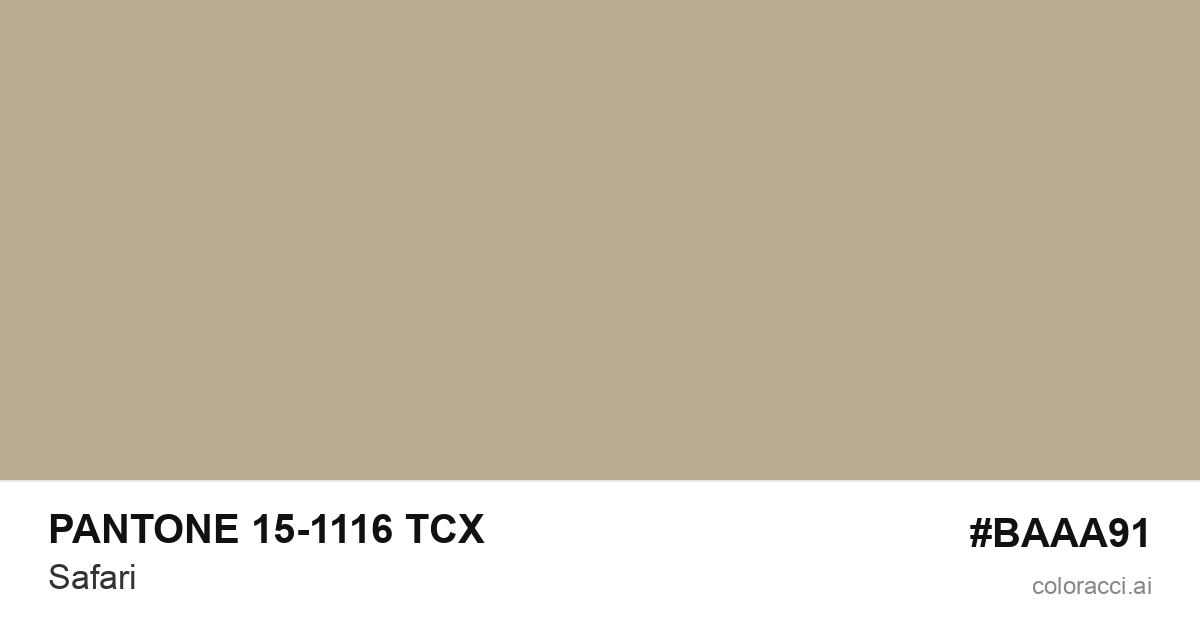 PANTONE 15-1116 TCX Safari color swatch #BAAA91