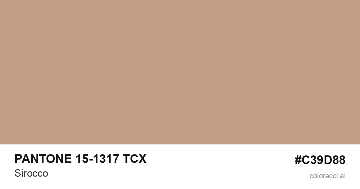 PANTONE 15-1317 TCX Sirocco color swatch #C39D88