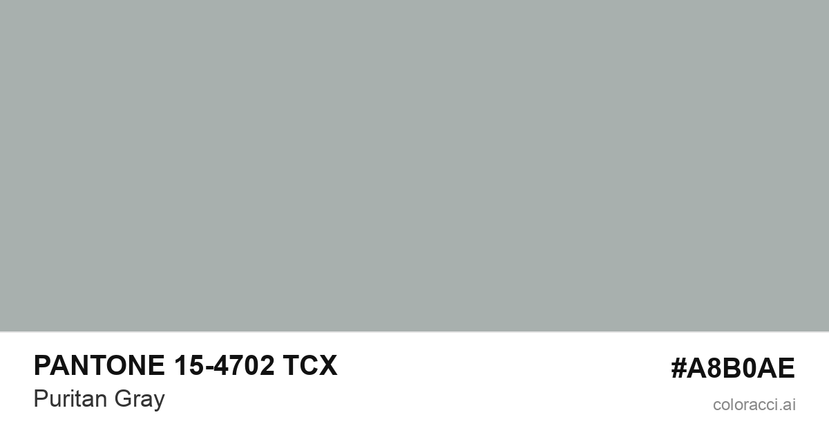 PANTONE 15-4702 TCX Puritan Gray color swatch #A8B0AE