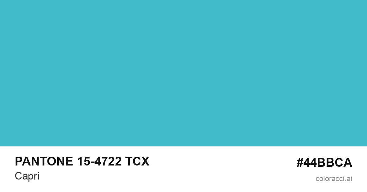 PANTONE 15-4722 TCX Capri color swatch #44BBCA