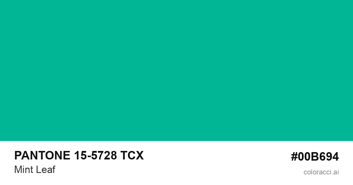PANTONE 15-5728 TCX Mint Leaf color swatch #00B694