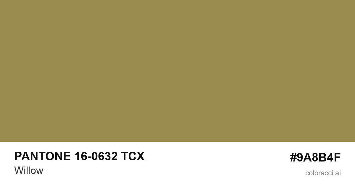 PANTONE 16-0632 TCX Willow color swatch #9A8B4F