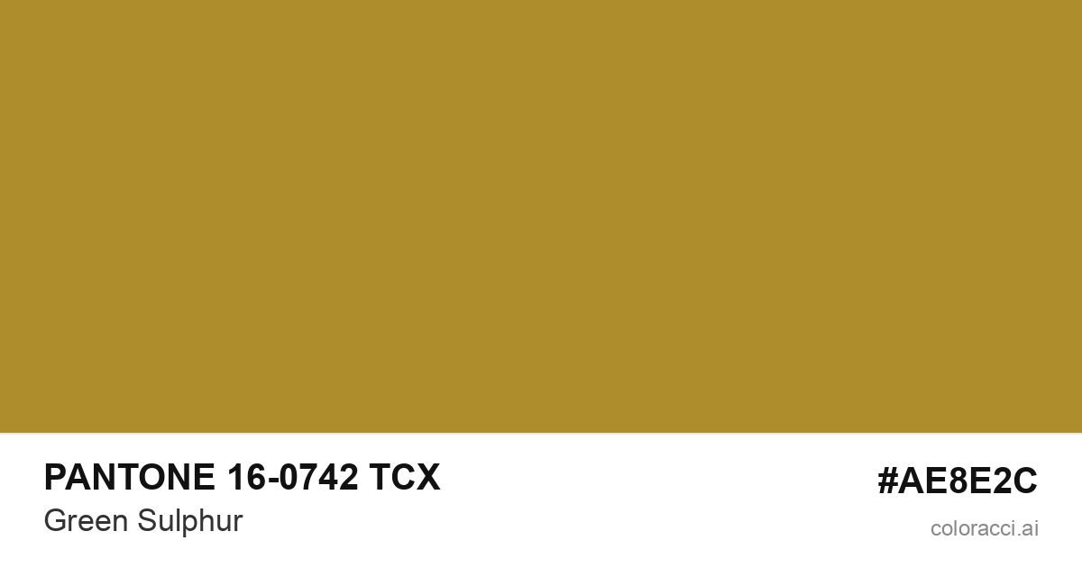 PANTONE 16-0742 TCX Green Sulphur color swatch #AE8E2C