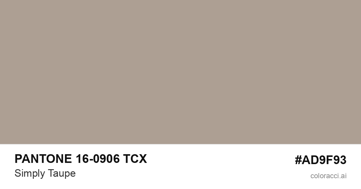 PANTONE 16-0906 TCX Simply Taupe color swatch #AD9F93