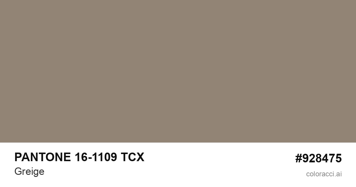 PANTONE 16-1109 TCX Greige color swatch #928475