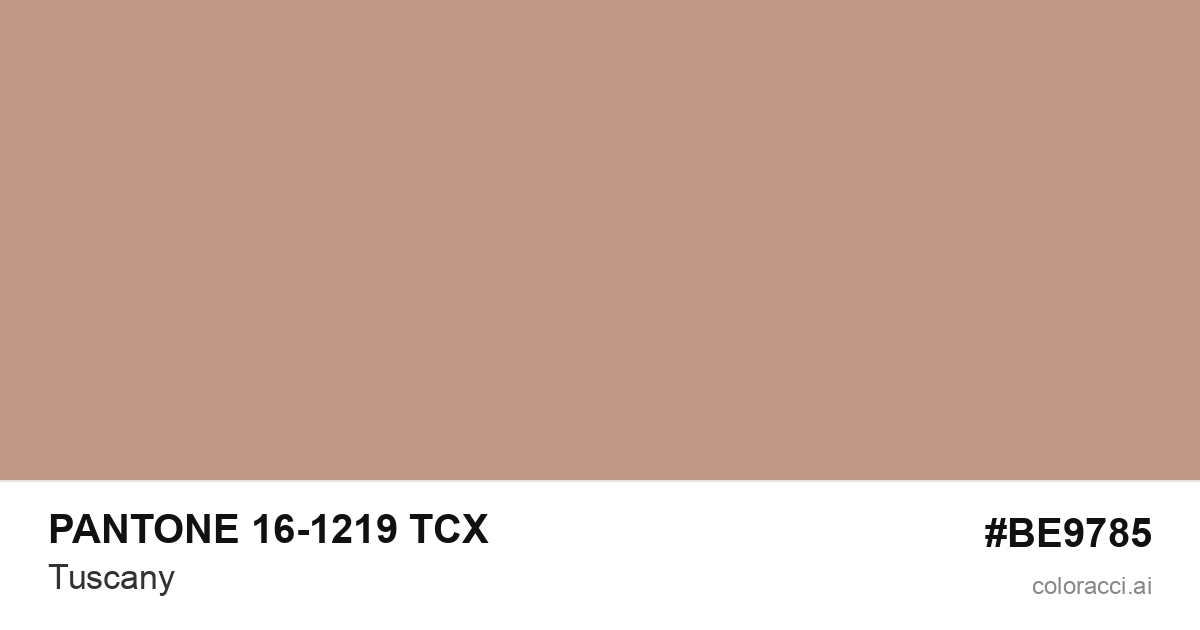 PANTONE 16-1219 TCX Tuscany color swatch #BE9785