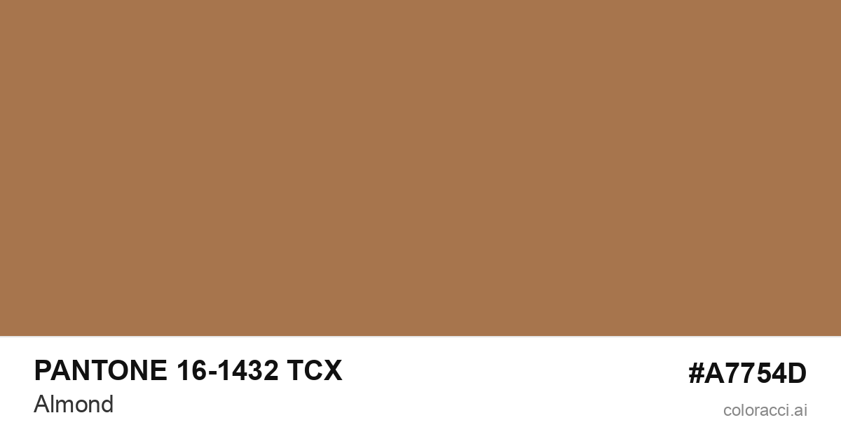 PANTONE 16-1432 TCX Almond color swatch #A7754D