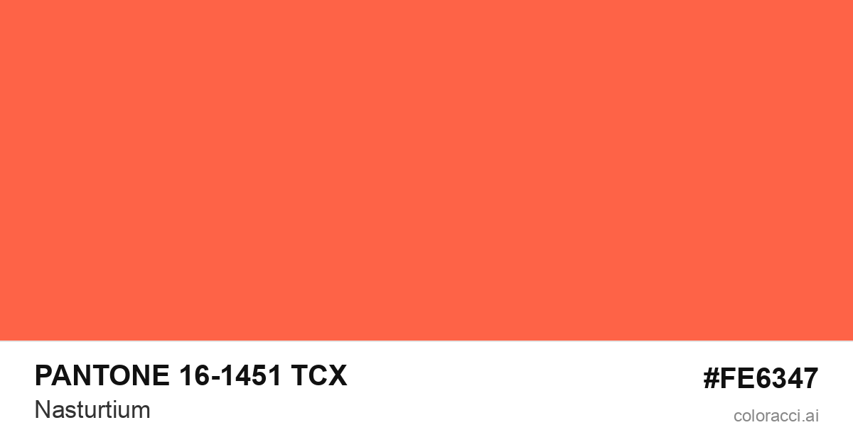 PANTONE 16-1451 TCX Nasturtium color swatch #FE6347