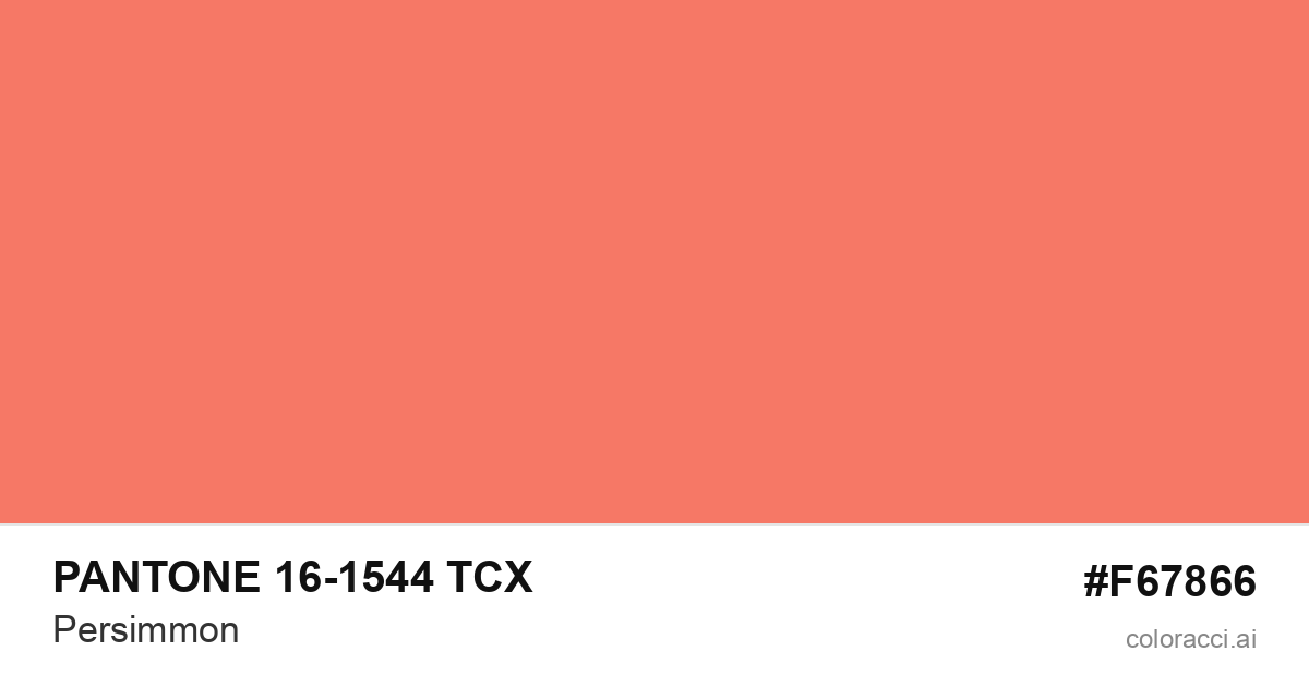 PANTONE 16-1544 TCX Persimmon color swatch #F67866