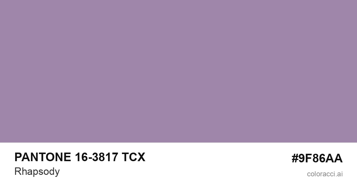 PANTONE 16-3817 TCX Rhapsody color swatch #9F86AA