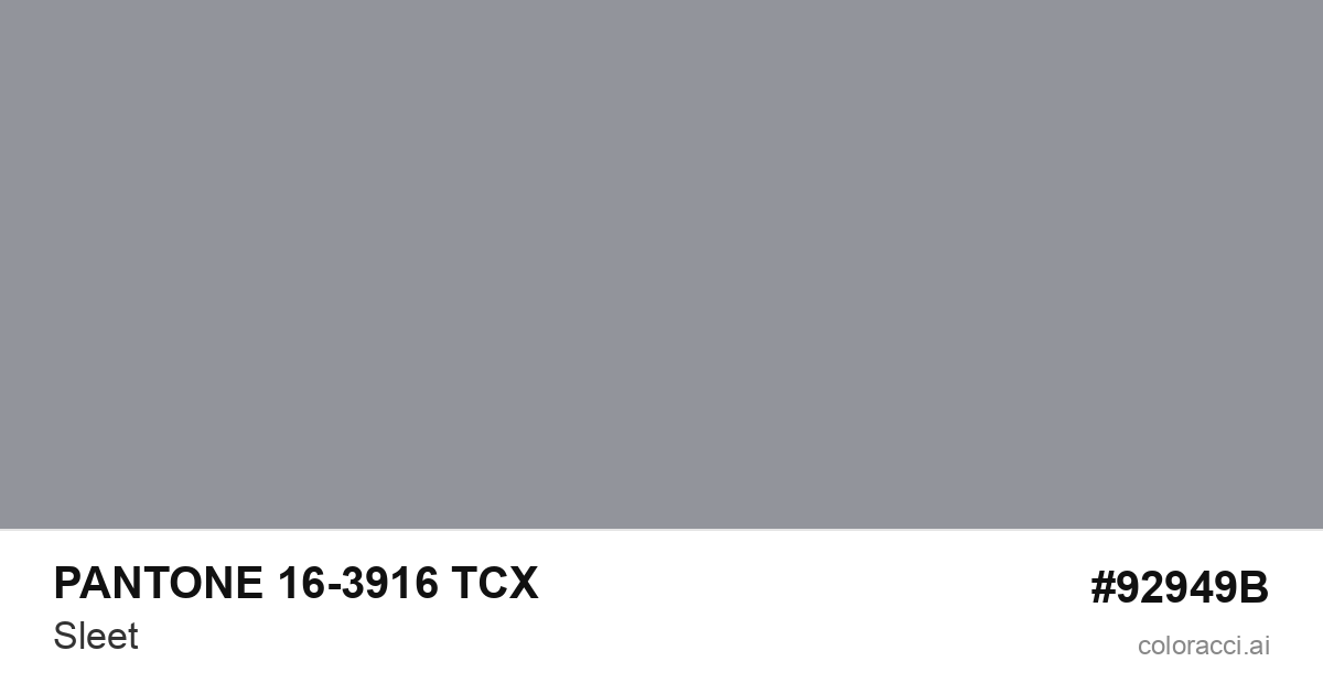 PANTONE 16-3916 TCX Sleet color swatch #92949B