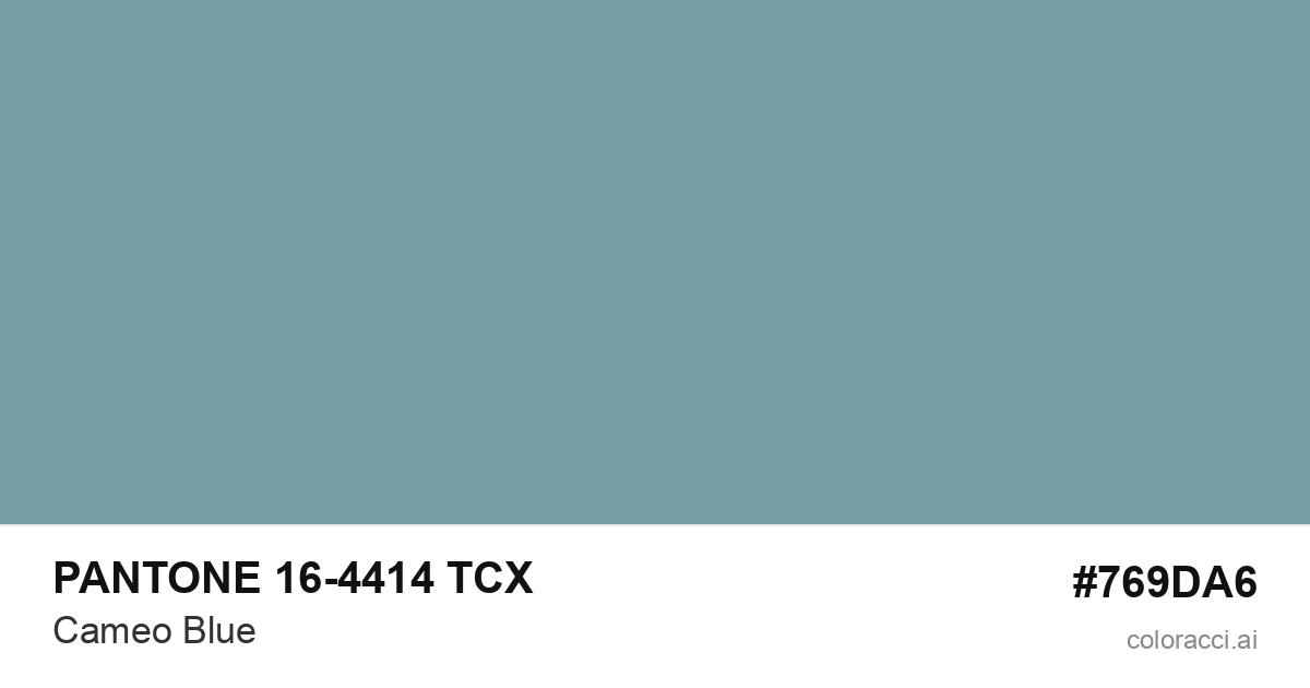 PANTONE 16-4414 TCX Cameo Blue color swatch #769DA6