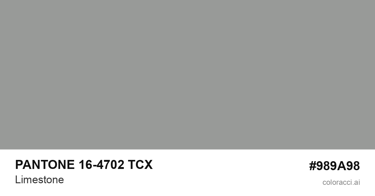 PANTONE 16-4702 TCX Limestone color swatch #989A98