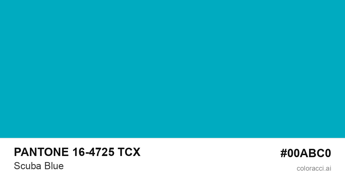 PANTONE 16-4725 TCX Scuba Blue color swatch #00ABC0