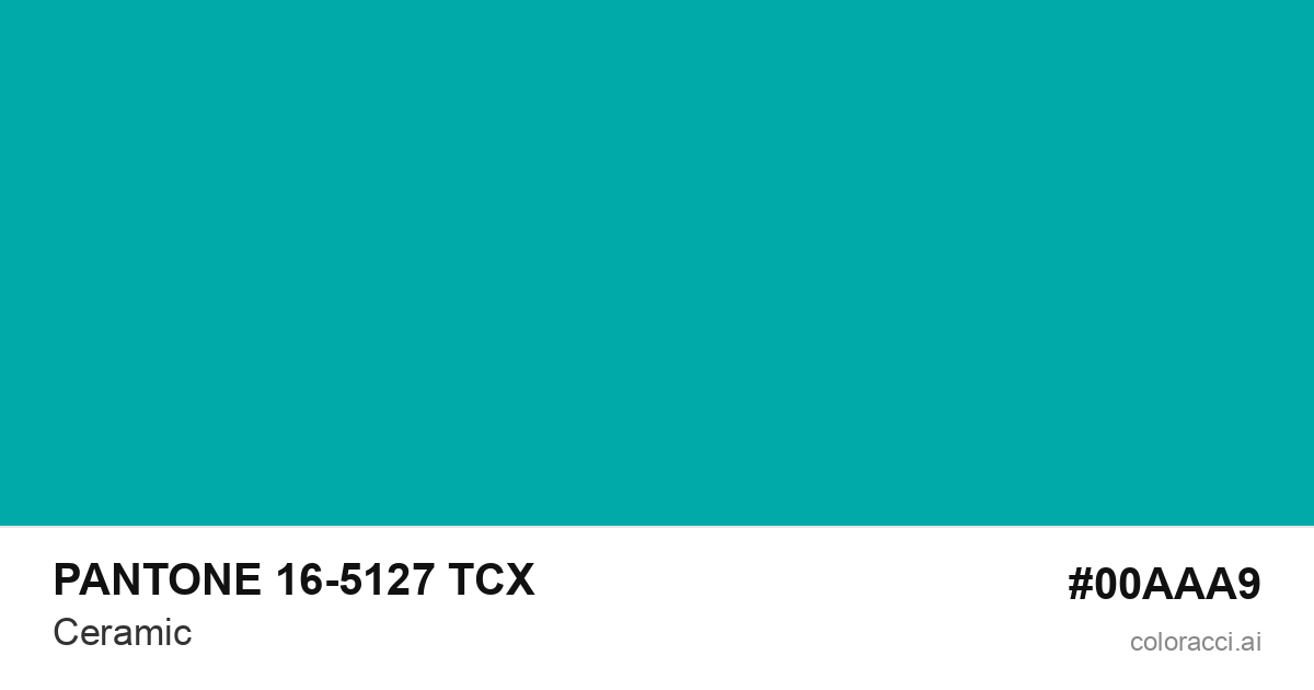 PANTONE 16-5127 TCX Ceramic color swatch #00AAA9