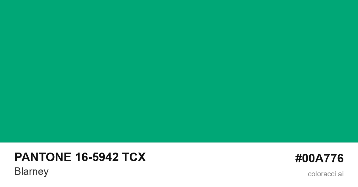 PANTONE 16-5942 TCX Blarney color swatch #00A776