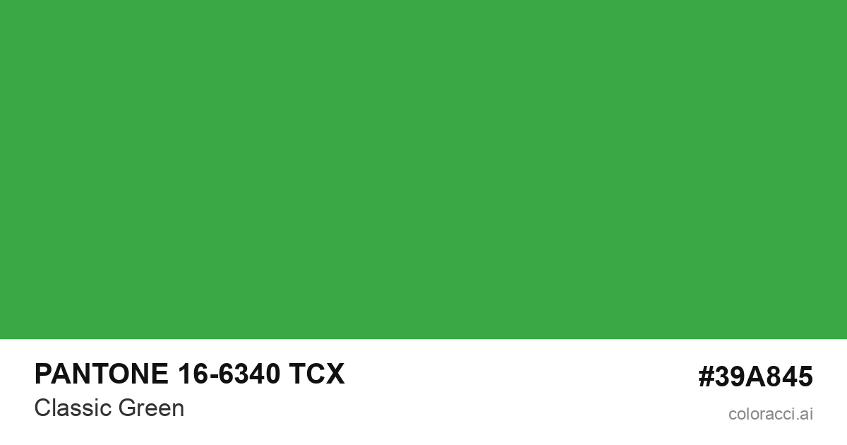 PANTONE 16-6340 TCX Classic Green color swatch #39A845