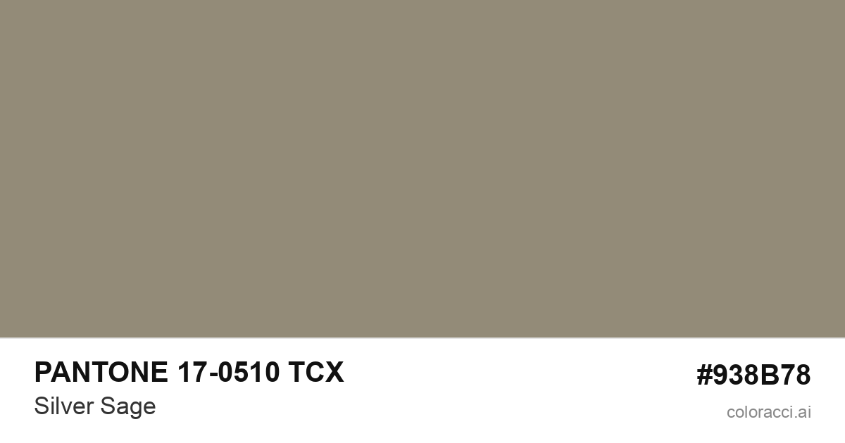 PANTONE 17-0510 TCX Silver Sage color swatch #938B78