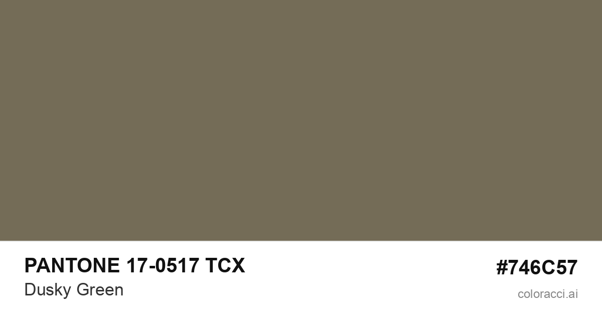 PANTONE 17-0517 TCX Dusky Green color swatch #746C57