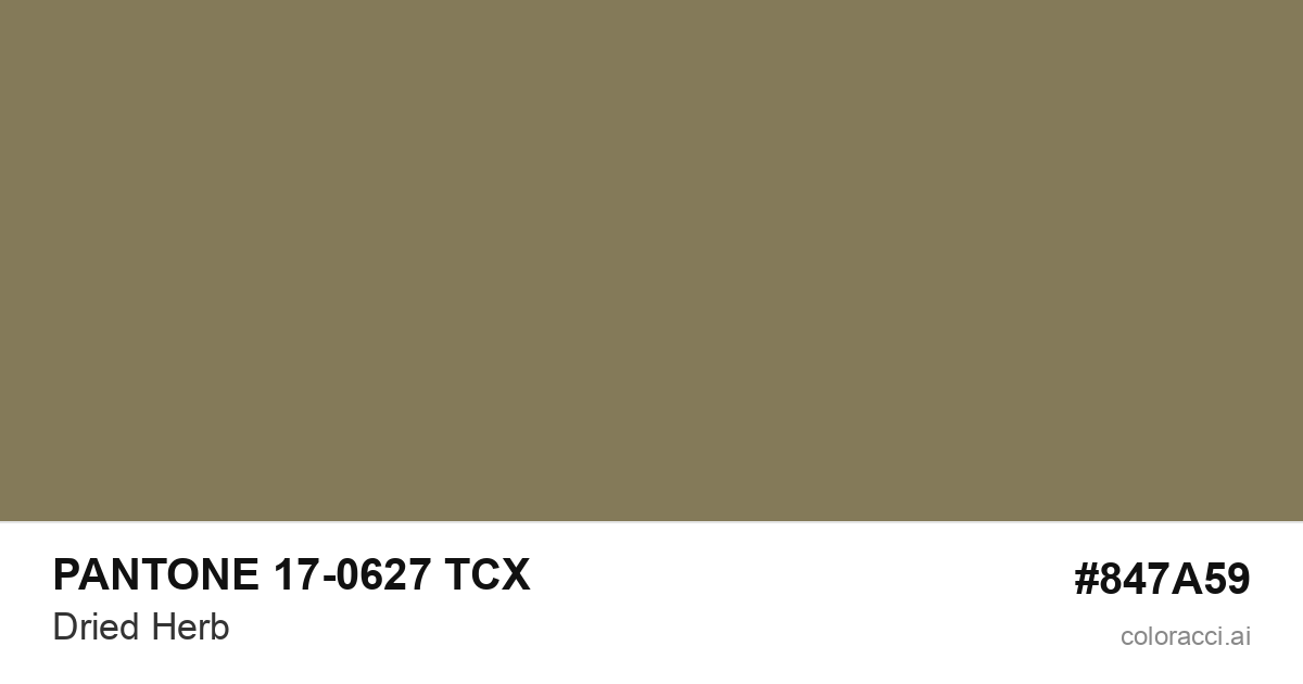 PANTONE 17-0627 TCX Dried Herb color swatch #847A59