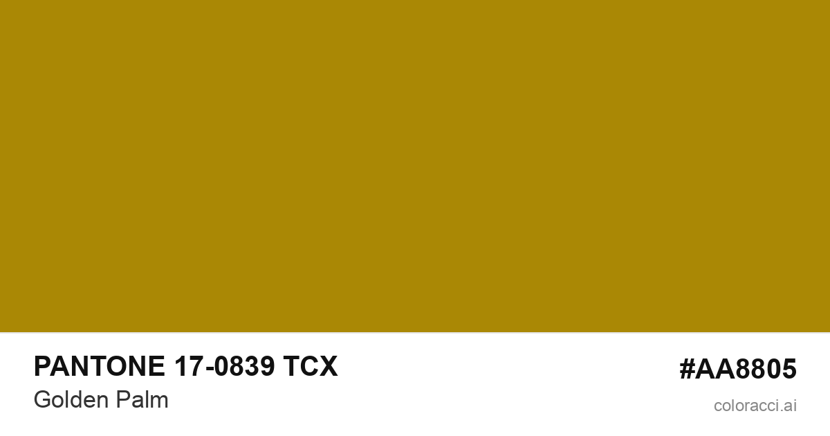 PANTONE 17-0839 TCX Golden Palm color swatch #AA8805