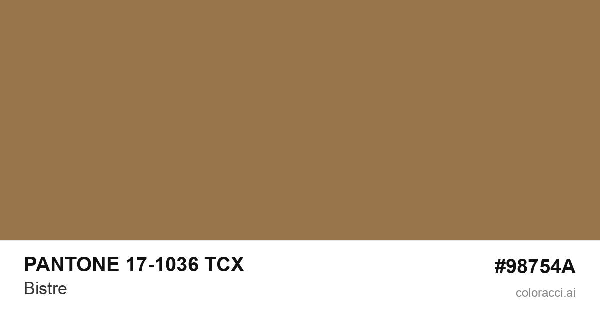 PANTONE 17-1036 TCX Bistre color swatch #98754A