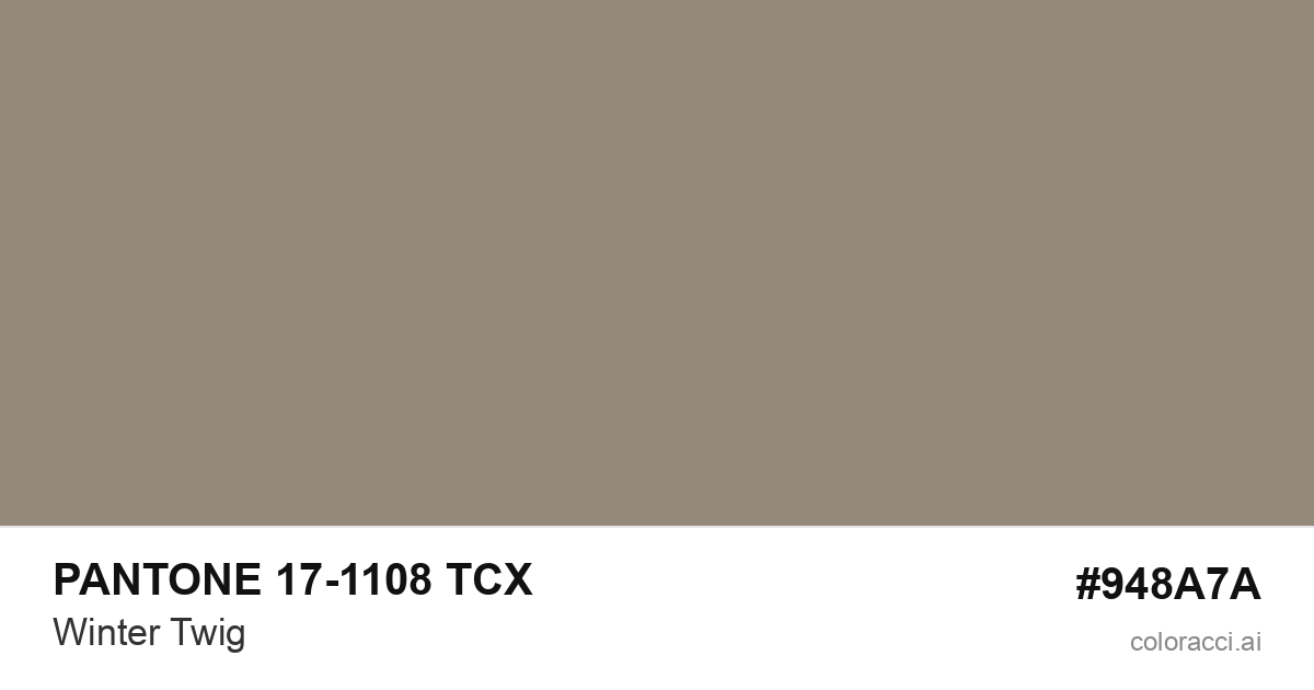 PANTONE 17-1108 TCX Winter Twig color swatch #948A7A