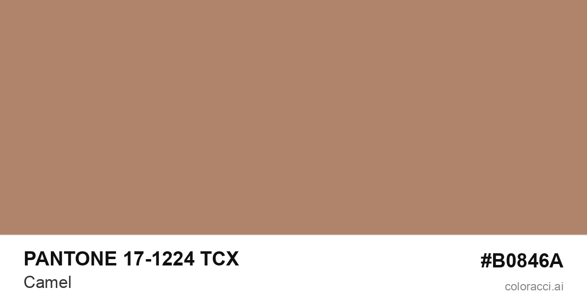PANTONE 17-1224 TCX Camel color swatch #B0846A
