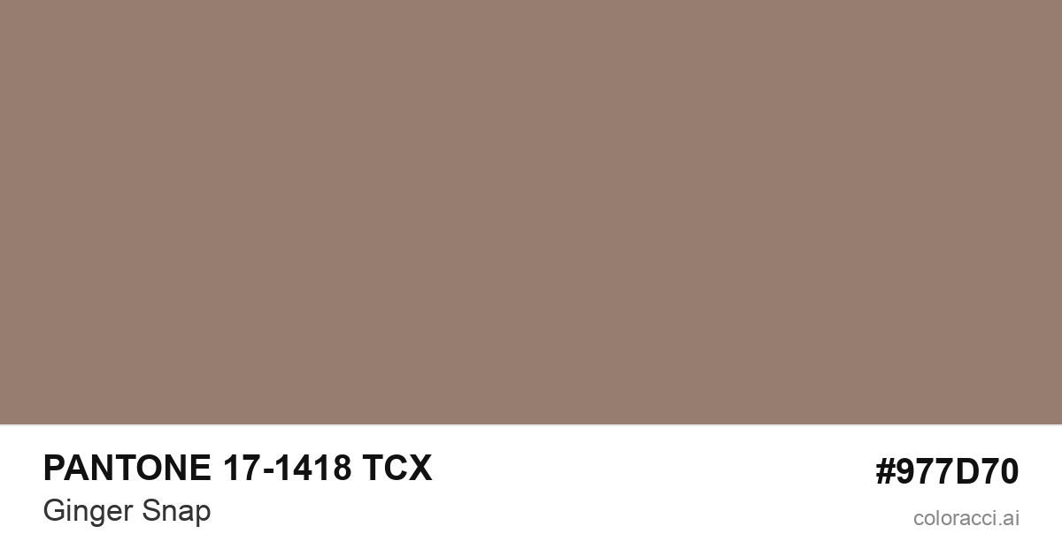 PANTONE 17-1418 TCX Ginger Snap color swatch #977D70