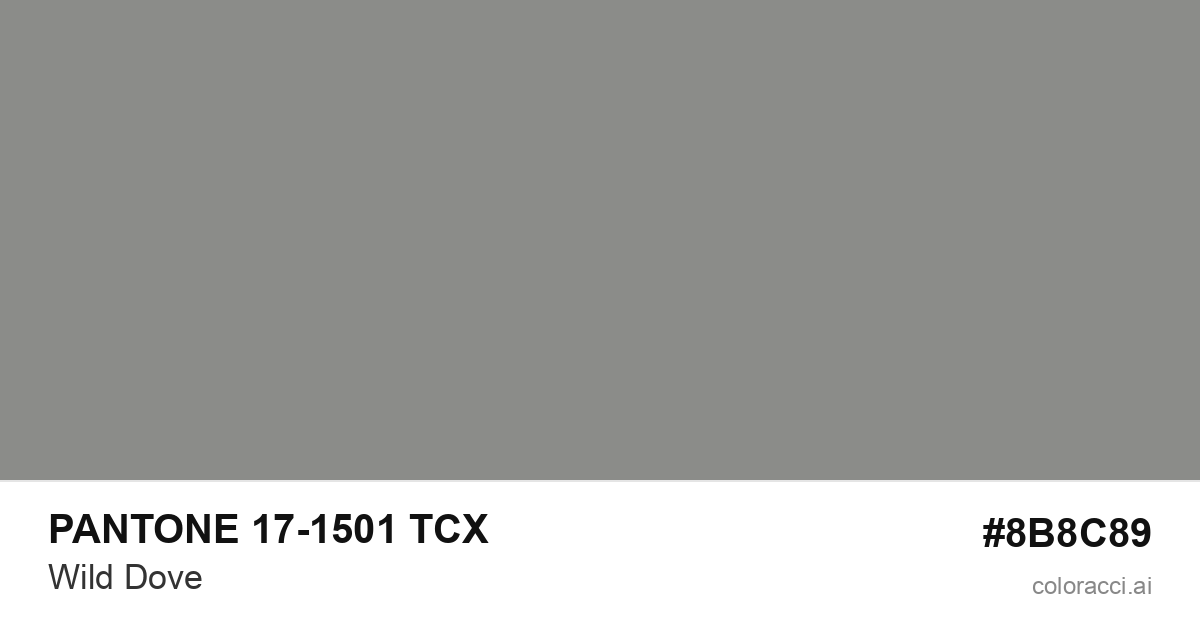PANTONE 17-1501 TCX Wild Dove color swatch #8B8C89