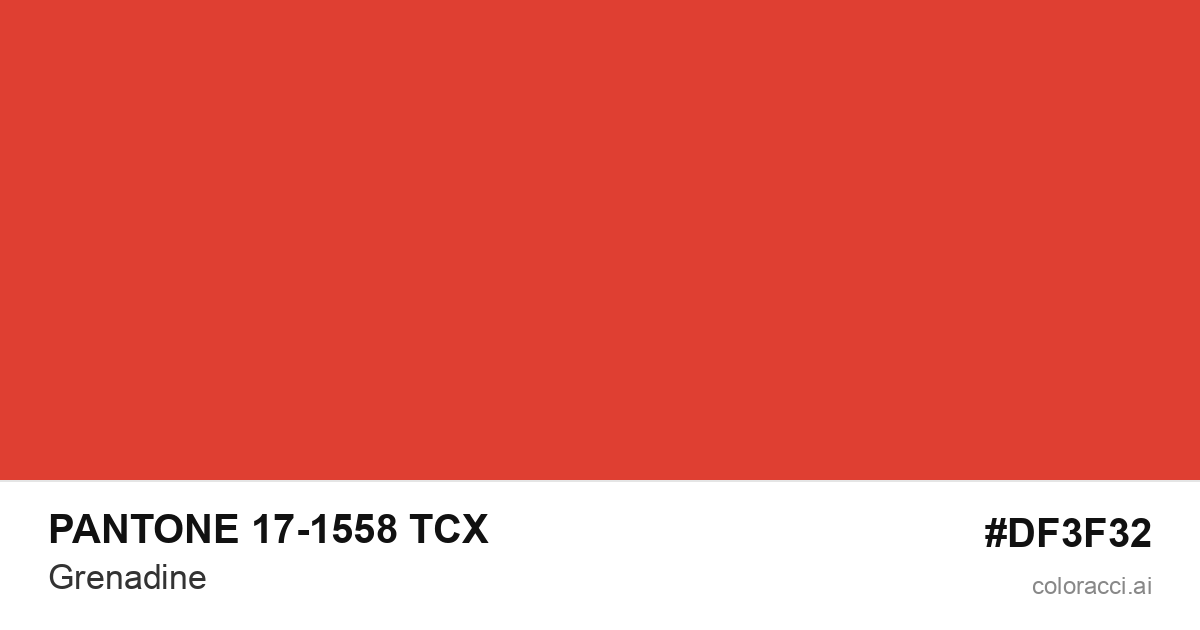 PANTONE 17-1558 TCX Grenadine color swatch #DF3F32