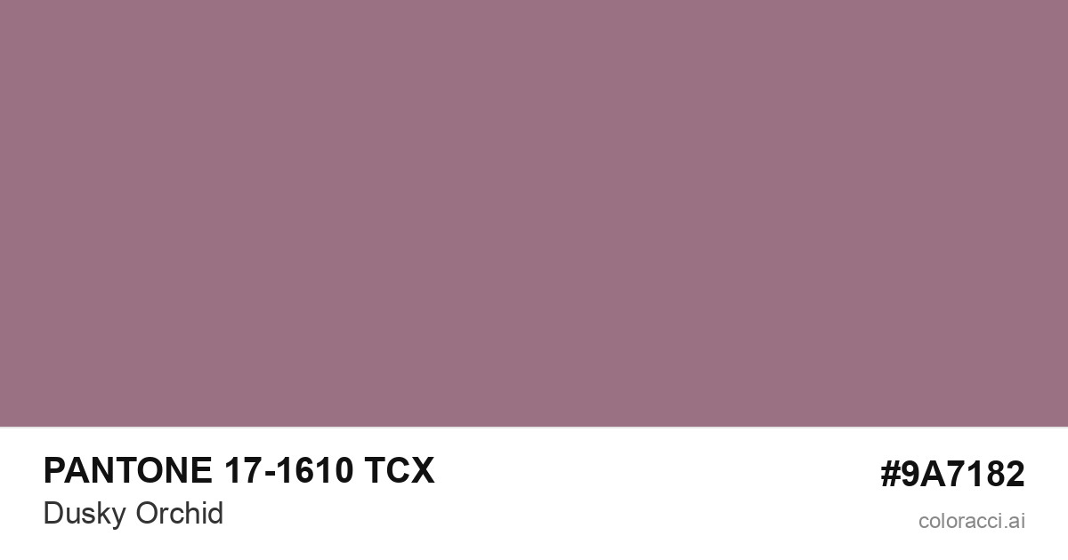 PANTONE 17-1610 TCX Dusky Orchid color swatch #9A7182