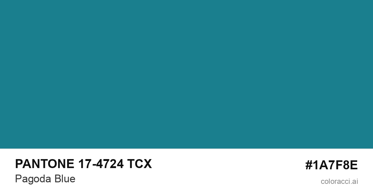 PANTONE 17-4724 TCX Pagoda Blue color swatch #1A7F8E